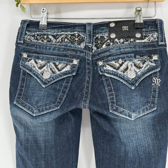 Miss Me Jeans Girls Size 14 Lots of Bling & Stretch Capri - Picture 7 of 7